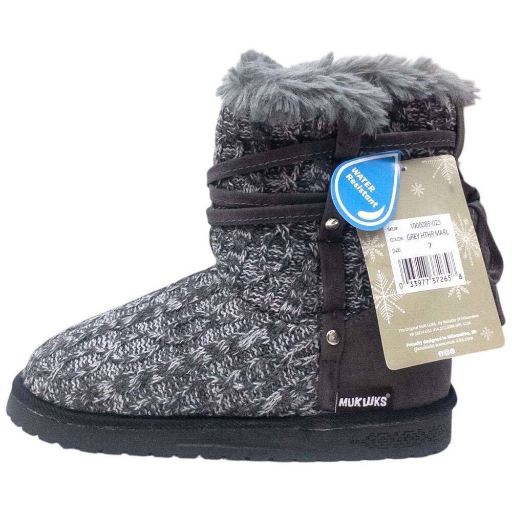 MUK LUKS Heather Gray Camila Water Resistant Ankle Booties Women's Size 7